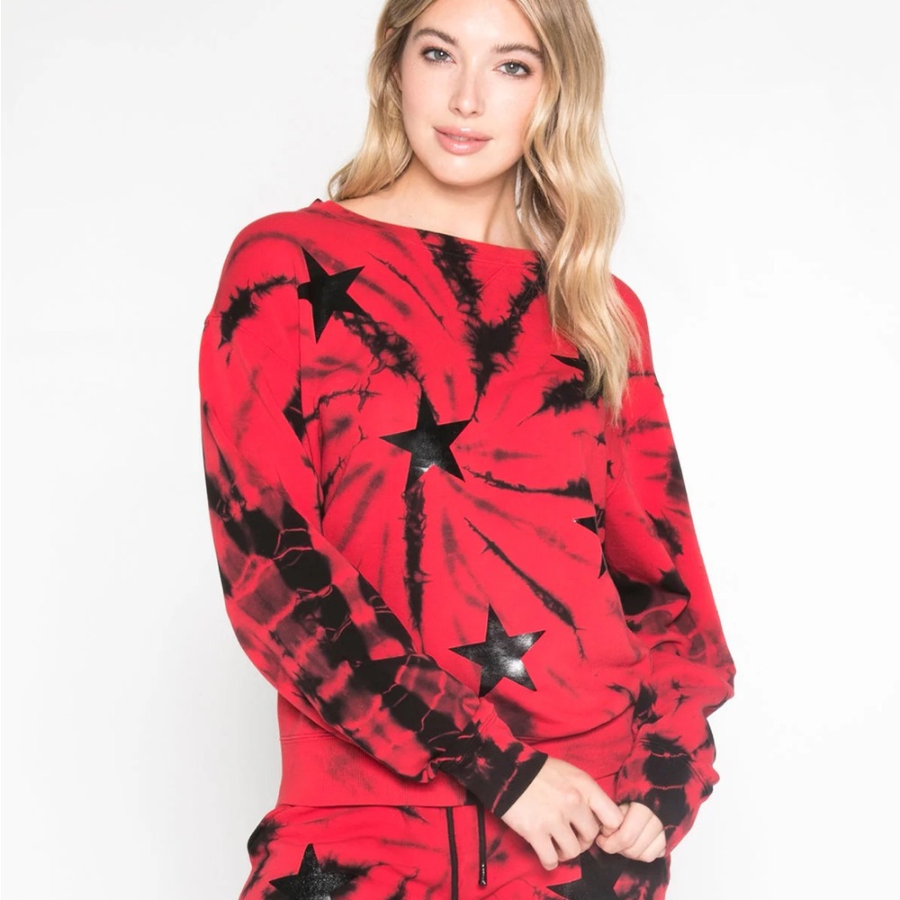CHRLDR Red Tie-Dye Star Sweatshirt Sz S